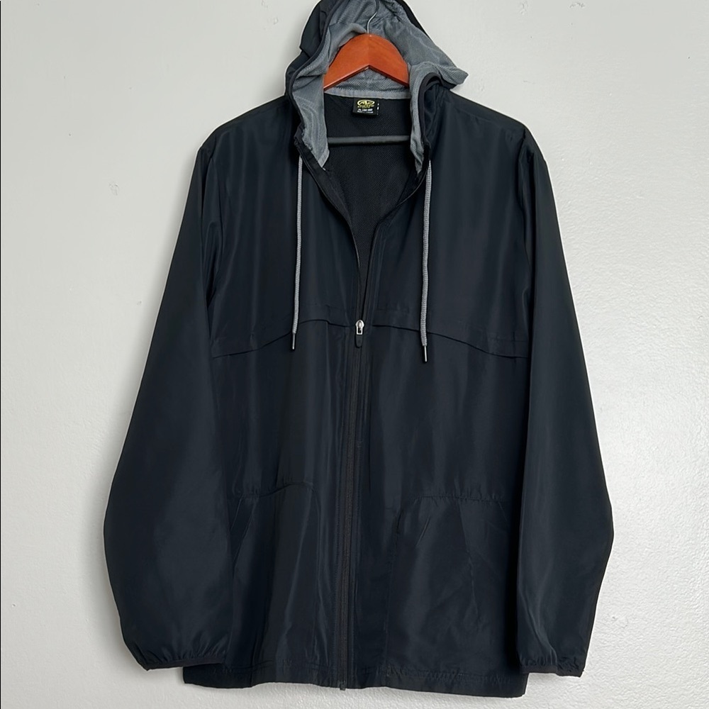 Athletic Works Black Windbreaker Jacket | Lightweight Hooded Zip-Up XL - Picture 2 of 8